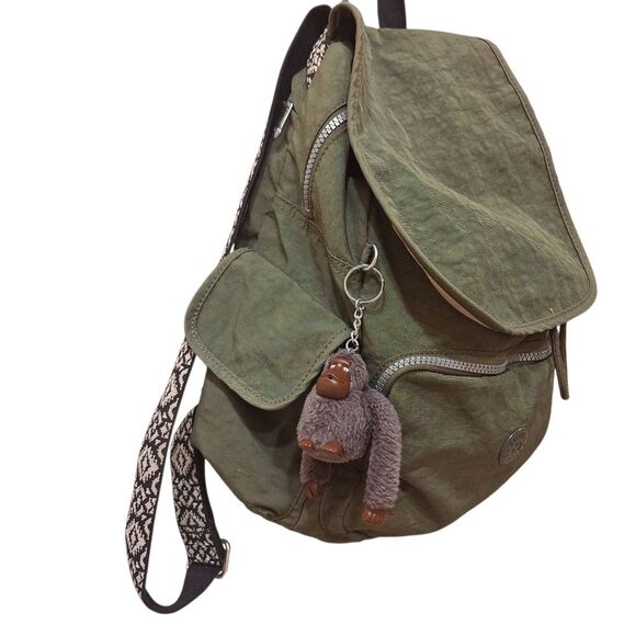 Kipling Ravier Backpack Olive Green With Monkey Plush Charm Unisex main image 11